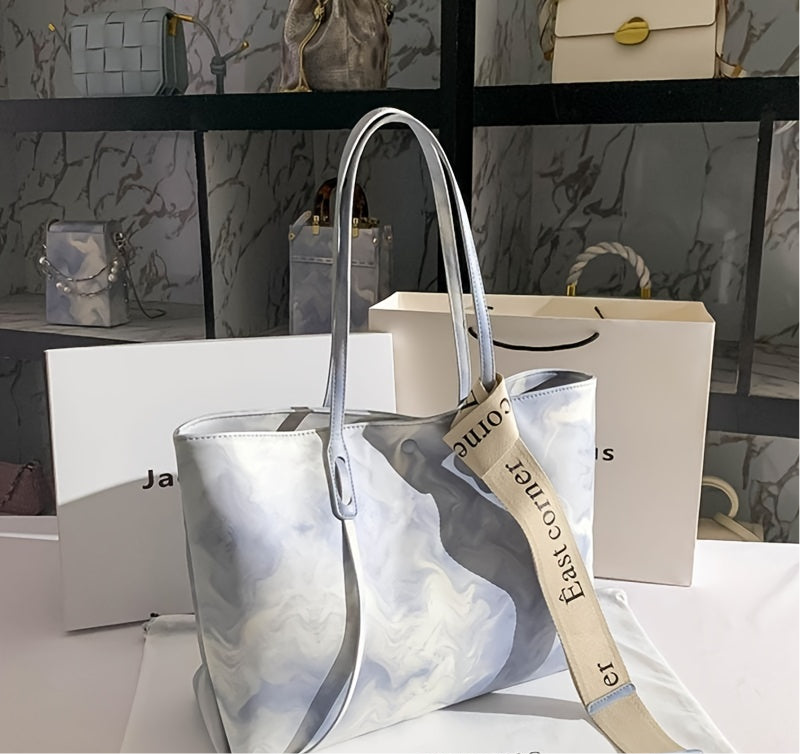 RF Genuine Leather Commuter Tote Bag New Niche Design Large Bag