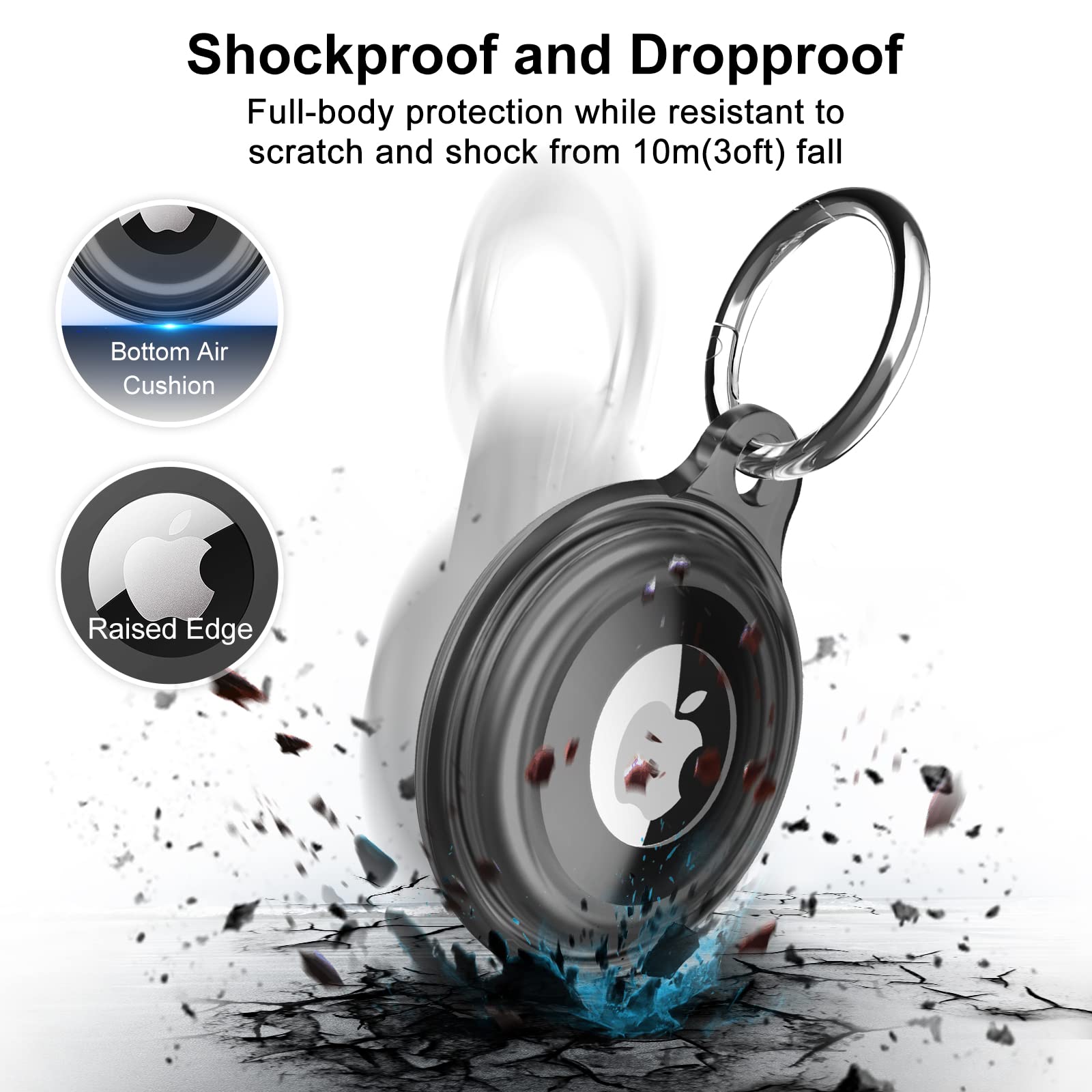 4 Pack Airtag Keychain for Apple Air Tag Holder IPX8 Waterproof Military-Grade Drop Shockproof Protective Cover Case Scratch Resistant for Pets, Dog, Keys, Cat, Luggage Royalty’s Flame