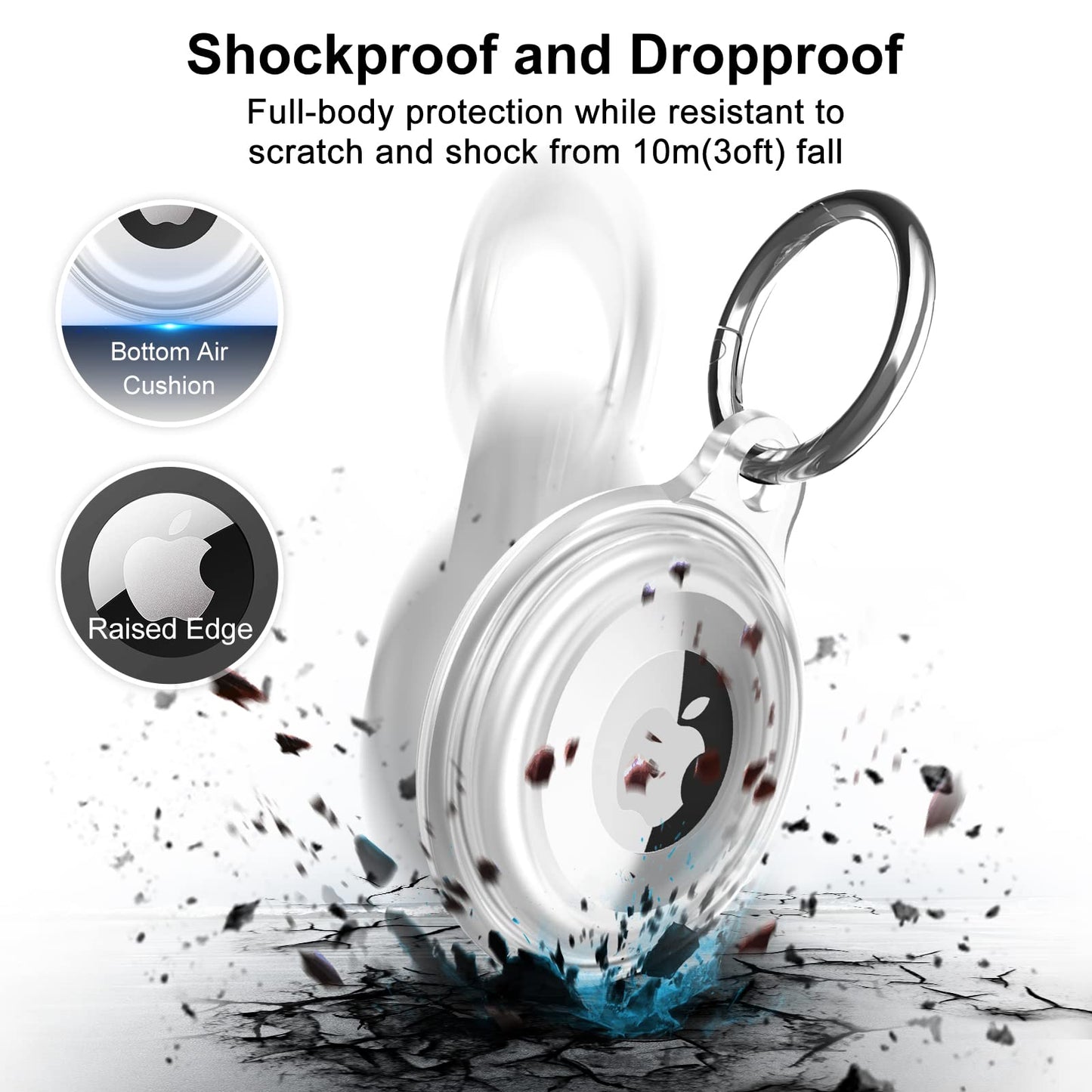 4 Pack Airtag Keychain for Apple Air Tag Holder IPX8 Waterproof Military-Grade Drop Shockproof Protective Cover Case Scratch Resistant for Pets, Dog, Keys, Cat, Luggage Royalty’s Flame