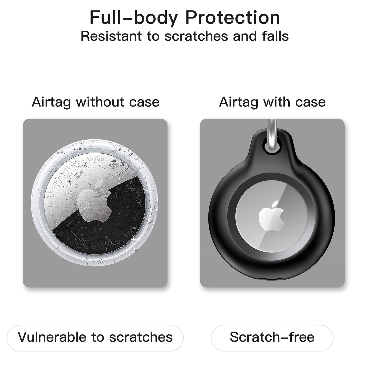4 Pack Airtag Keychain for Apple Air Tag Holder IPX8 Waterproof Military-Grade Drop Shockproof Protective Cover Case Scratch Resistant for Pets, Dog, Keys, Cat, Luggage Royalty’s Flame