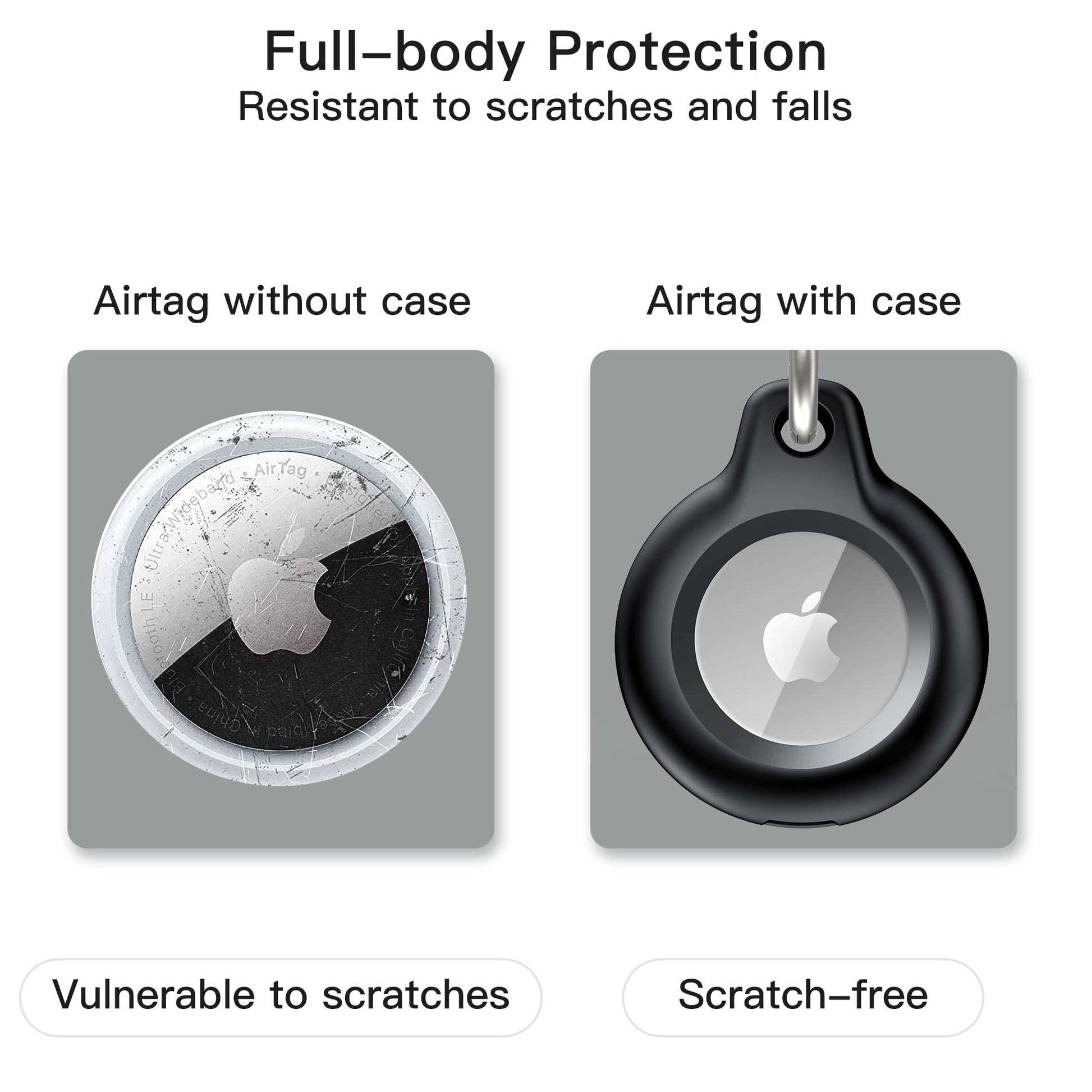 4 Pack Airtag Keychain for Apple Air Tag Holder IPX8 Waterproof Military-Grade Drop Shockproof Protective Cover Case Scratch Resistant for Pets, Dog, Keys, Cat, Luggage Royalty’s Flame