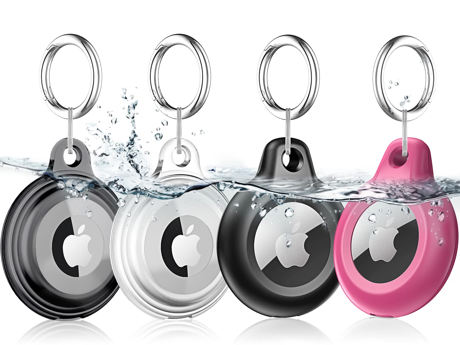 4 Pack Airtag Keychain for Apple Air Tag Holder IPX8 Waterproof Military-Grade Drop Shockproof Protective Cover Case Scratch Resistant for Pets, Dog, Keys, Cat, Luggage Royalty’s Flame