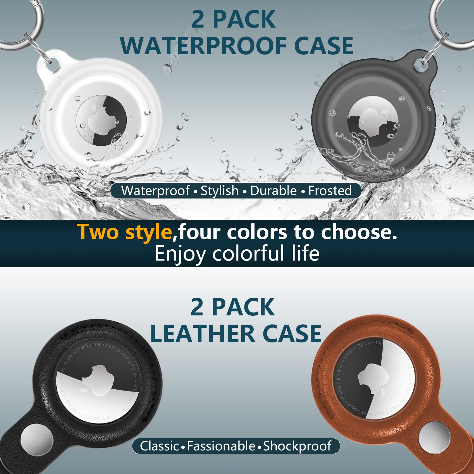 4 Pack Airtag Keychain for Apple Air Tag Holder IPX8 Waterproof Military-Grade Drop Shockproof Protective Cover Case Scratch Resistant for Pets, Dog, Keys, Cat, Luggage Royalty’s Flame