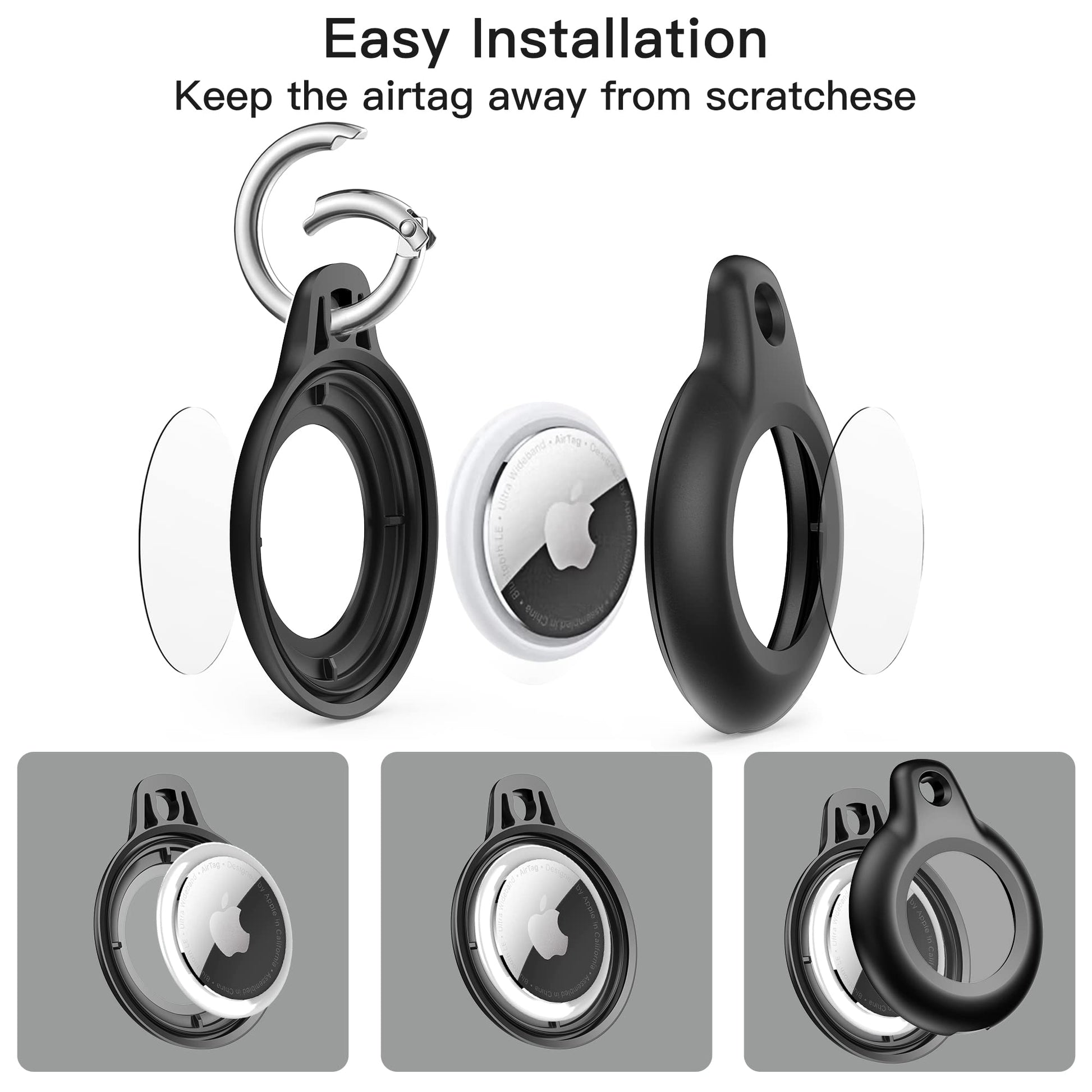 4 Pack Airtag Keychain for Apple Air Tag Holder IPX8 Waterproof Military-Grade Drop Shockproof Protective Cover Case Scratch Resistant for Pets, Dog, Keys, Cat, Luggage Royalty’s Flame