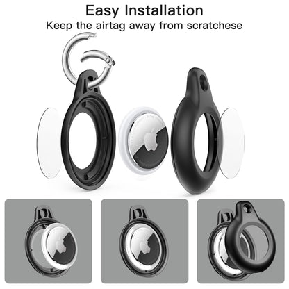 4 Pack Airtag Keychain for Apple Air Tag Holder IPX8 Waterproof Military-Grade Drop Shockproof Protective Cover Case Scratch Resistant for Pets, Dog, Keys, Cat, Luggage Royalty’s Flame