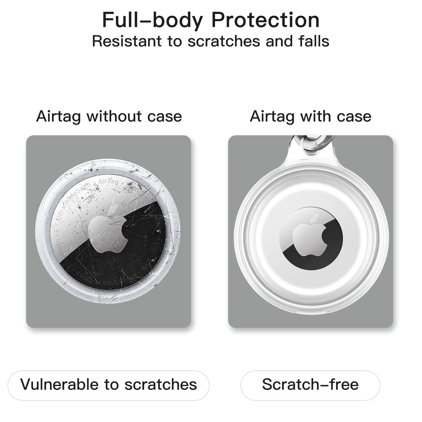 4 Pack Airtag Keychain for Apple Air Tag Holder IPX8 Waterproof Military-Grade Drop Shockproof Protective Cover Case Scratch Resistant for Pets, Dog, Keys, Cat, Luggage Royalty’s Flame