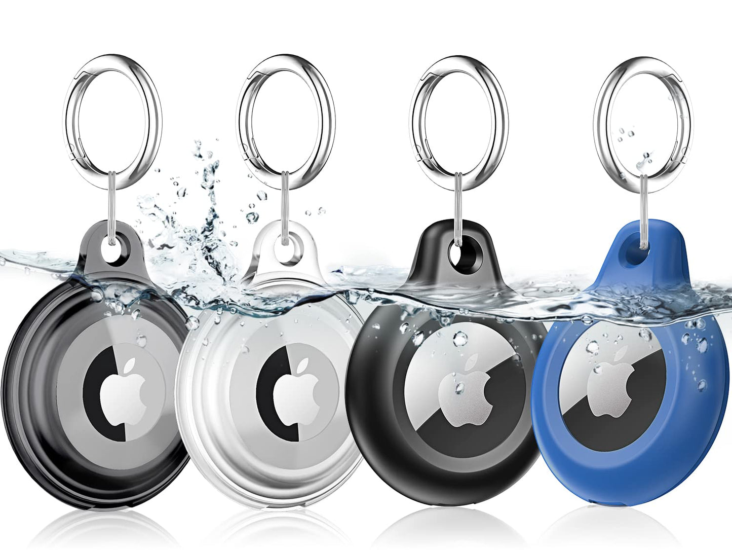 4 Pack Airtag Keychain for Apple Air Tag Holder IPX8 Waterproof Military-Grade Drop Shockproof Protective Cover Case Scratch Resistant for Pets, Dog, Keys, Cat, Luggage Royalty’s Flame