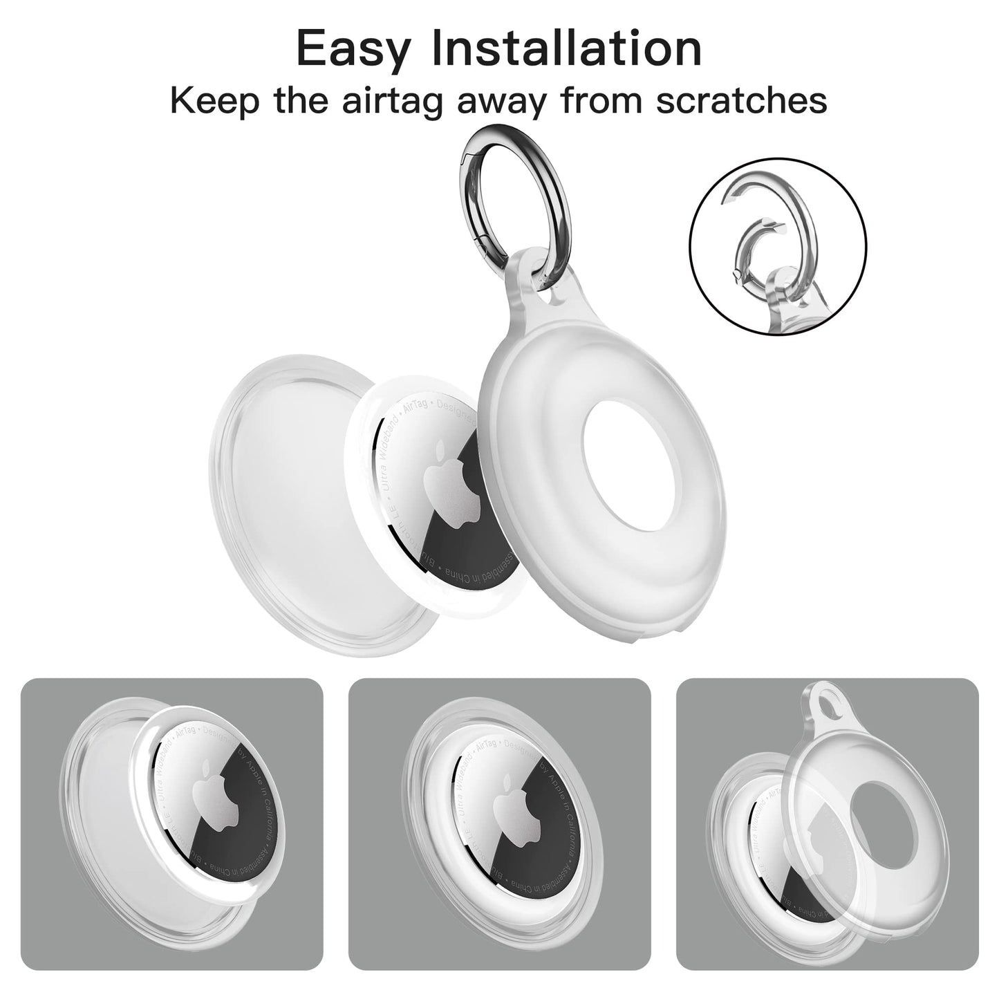 4 Pack Airtag Keychain for Apple Air Tag Holder IPX8 Waterproof Military-Grade Drop Shockproof Protective Cover Case Scratch Resistant for Pets, Dog, Keys, Cat, Luggage Royalty’s Flame