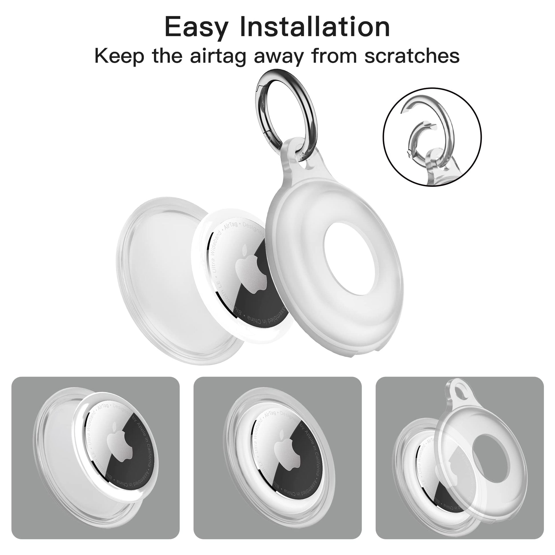 4 Pack Airtag Keychain for Apple Air Tag Holder IPX8 Waterproof Military-Grade Drop Shockproof Protective Cover Case Scratch Resistant for Pets, Dog, Keys, Cat, Luggage Royalty’s Flame