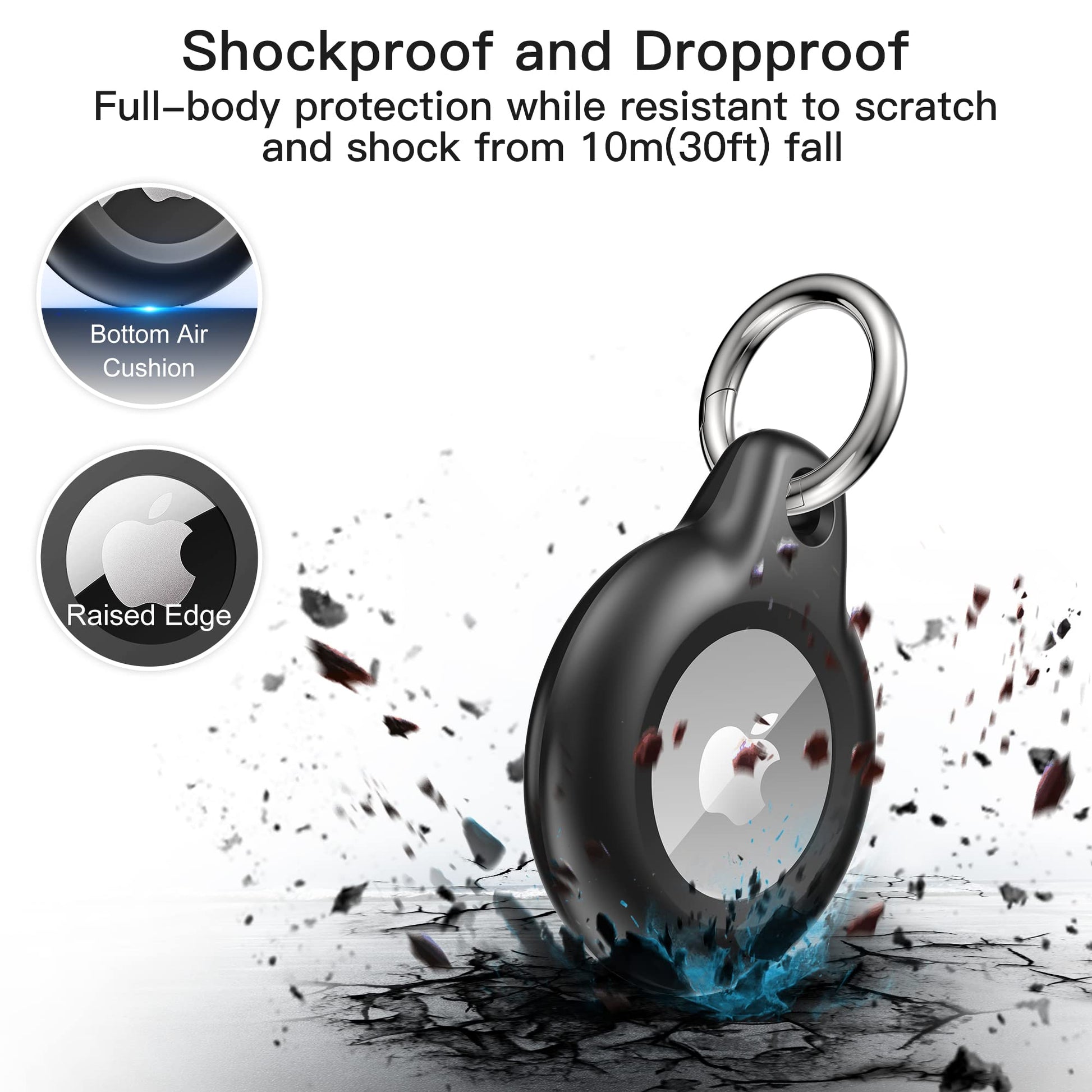 4 Pack Airtag Keychain for Apple Air Tag Holder IPX8 Waterproof Military-Grade Drop Shockproof Protective Cover Case Scratch Resistant for Pets, Dog, Keys, Cat, Luggage Royalty’s Flame
