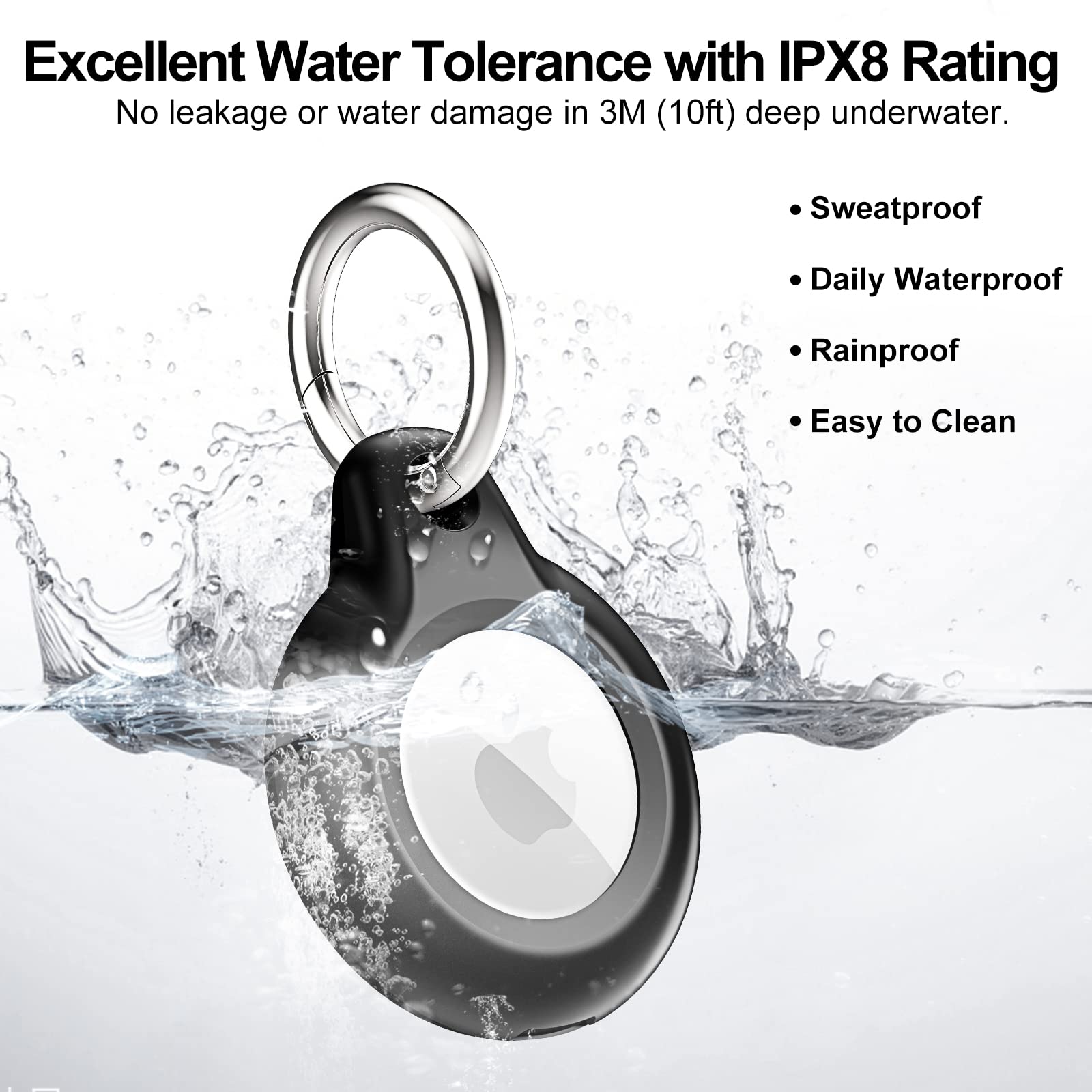 4 Pack Airtag Keychain for Apple Air Tag Holder IPX8 Waterproof Military-Grade Drop Shockproof Protective Cover Case Scratch Resistant for Pets, Dog, Keys, Cat, Luggage Royalty’s Flame