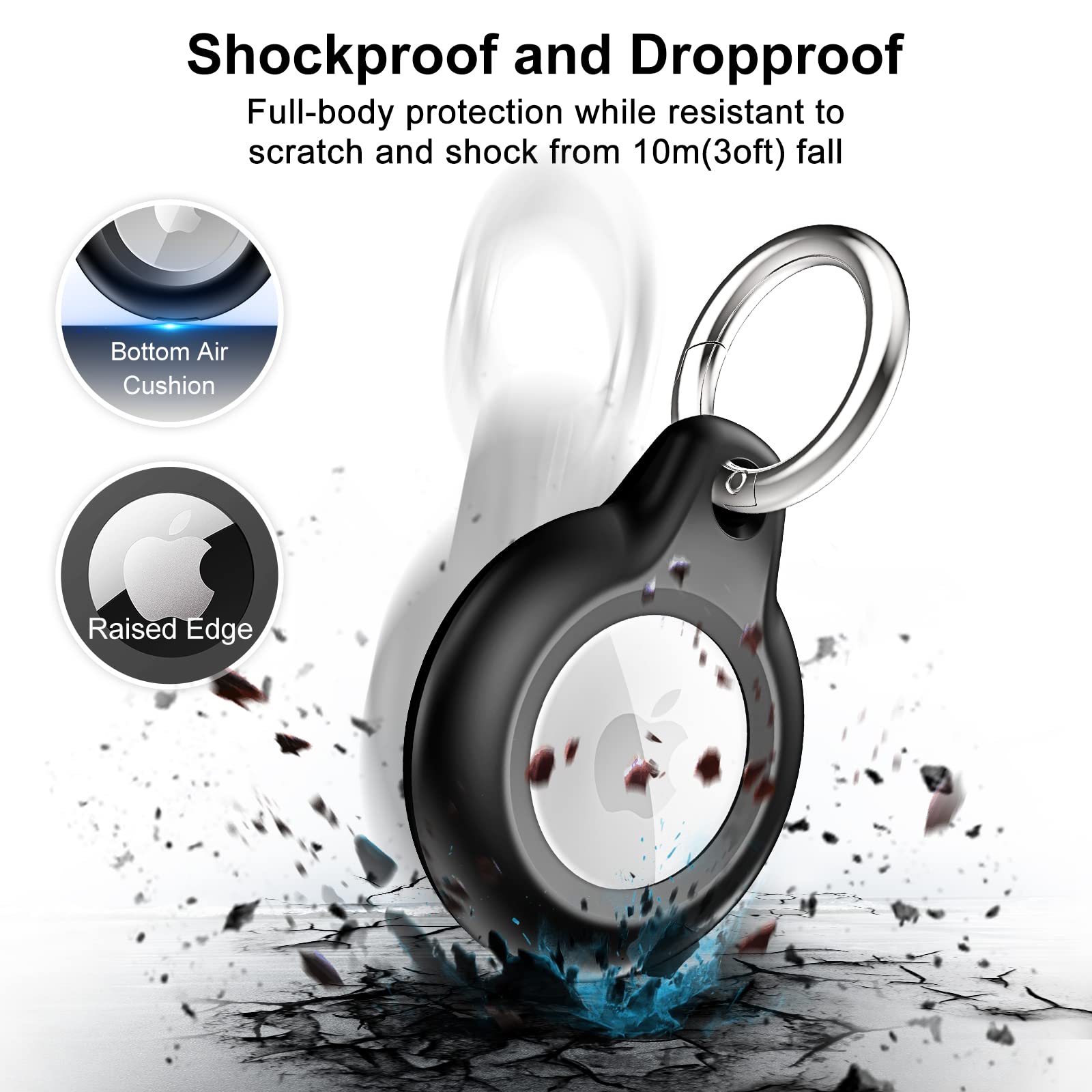 4 Pack Airtag Keychain for Apple Air Tag Holder IPX8 Waterproof Military-Grade Drop Shockproof Protective Cover Case Scratch Resistant for Pets, Dog, Keys, Cat, Luggage Royalty’s Flame