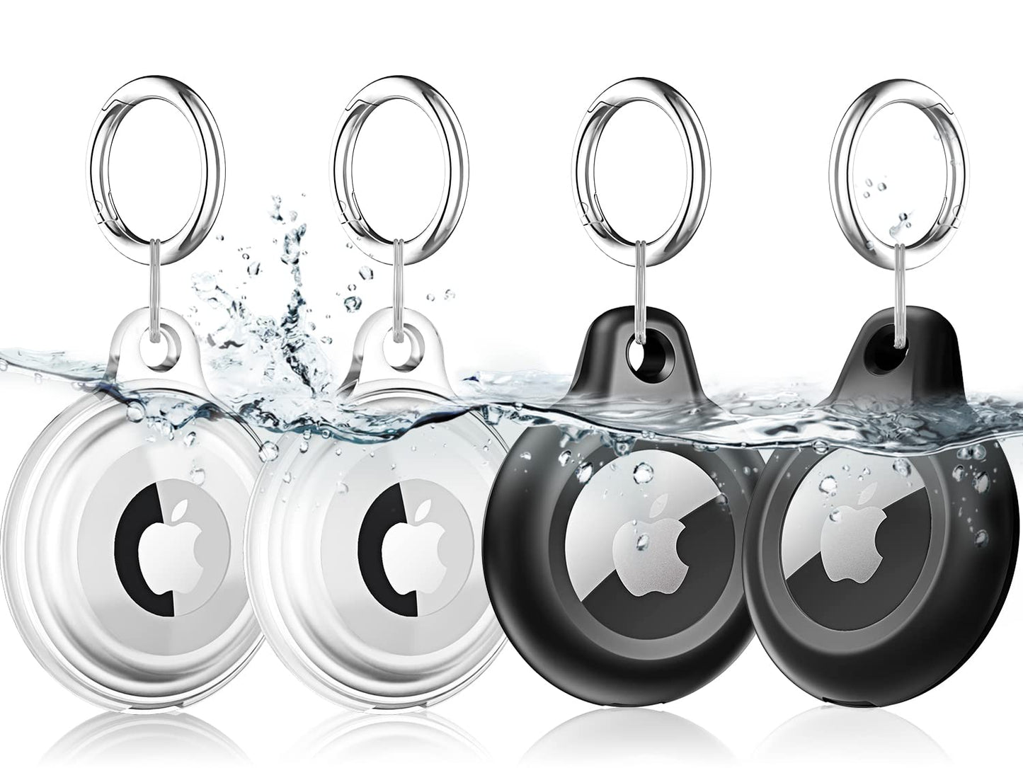 4 Pack Airtag Keychain for Apple Air Tag Holder IPX8 Waterproof Military-Grade Drop Shockproof Protective Cover Case Scratch Resistant for Pets, Dog, Keys, Cat, Luggage Royalty’s Flame
