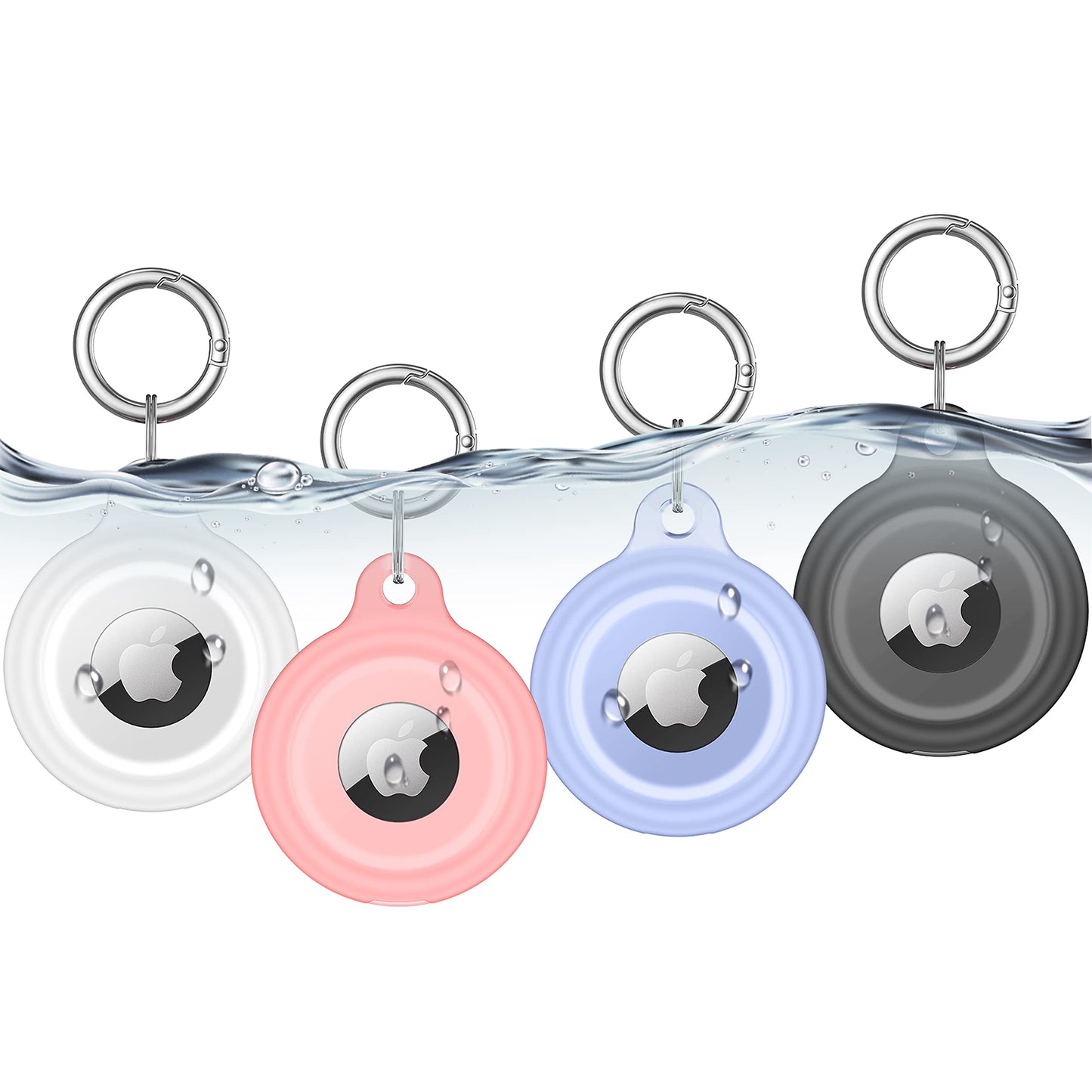 4 Pack Airtag Keychain for Apple Air Tag Holder IPX8 Waterproof Military-Grade Drop Shockproof Protective Cover Case Scratch Resistant for Pets, Dog, Keys, Cat, Luggage Royalty’s Flame