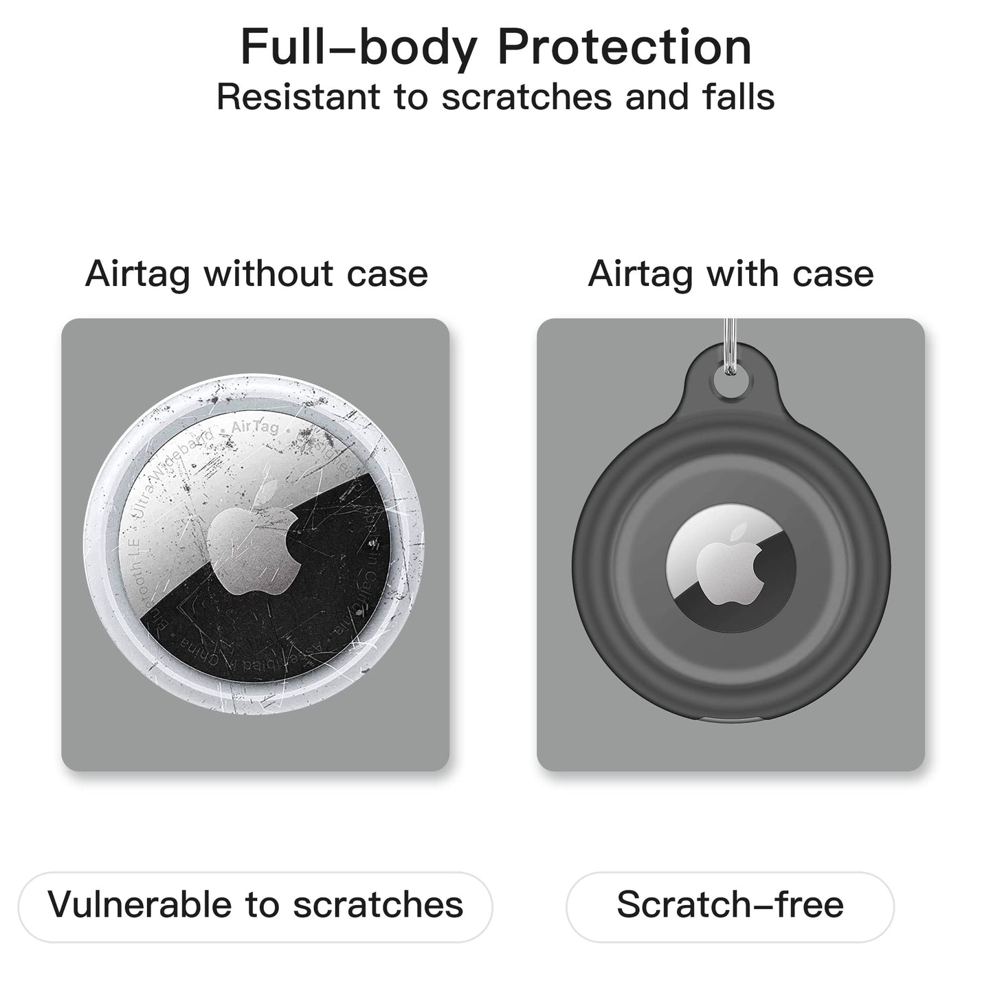 4 Pack Airtag Keychain for Apple Air Tag Holder IPX8 Waterproof Military-Grade Drop Shockproof Protective Cover Case Scratch Resistant for Pets, Dog, Keys, Cat, Luggage Royalty’s Flame