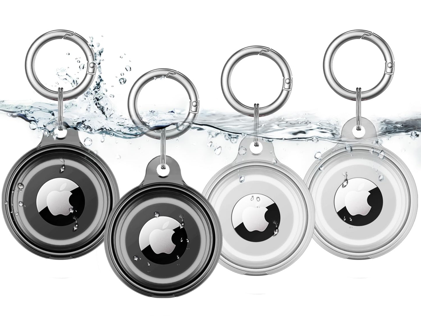 4 Pack Airtag Keychain for Apple Air Tag Holder IPX8 Waterproof Military-Grade Drop Shockproof Protective Cover Case Scratch Resistant for Pets, Dog, Keys, Cat, Luggage Royalty’s Flame