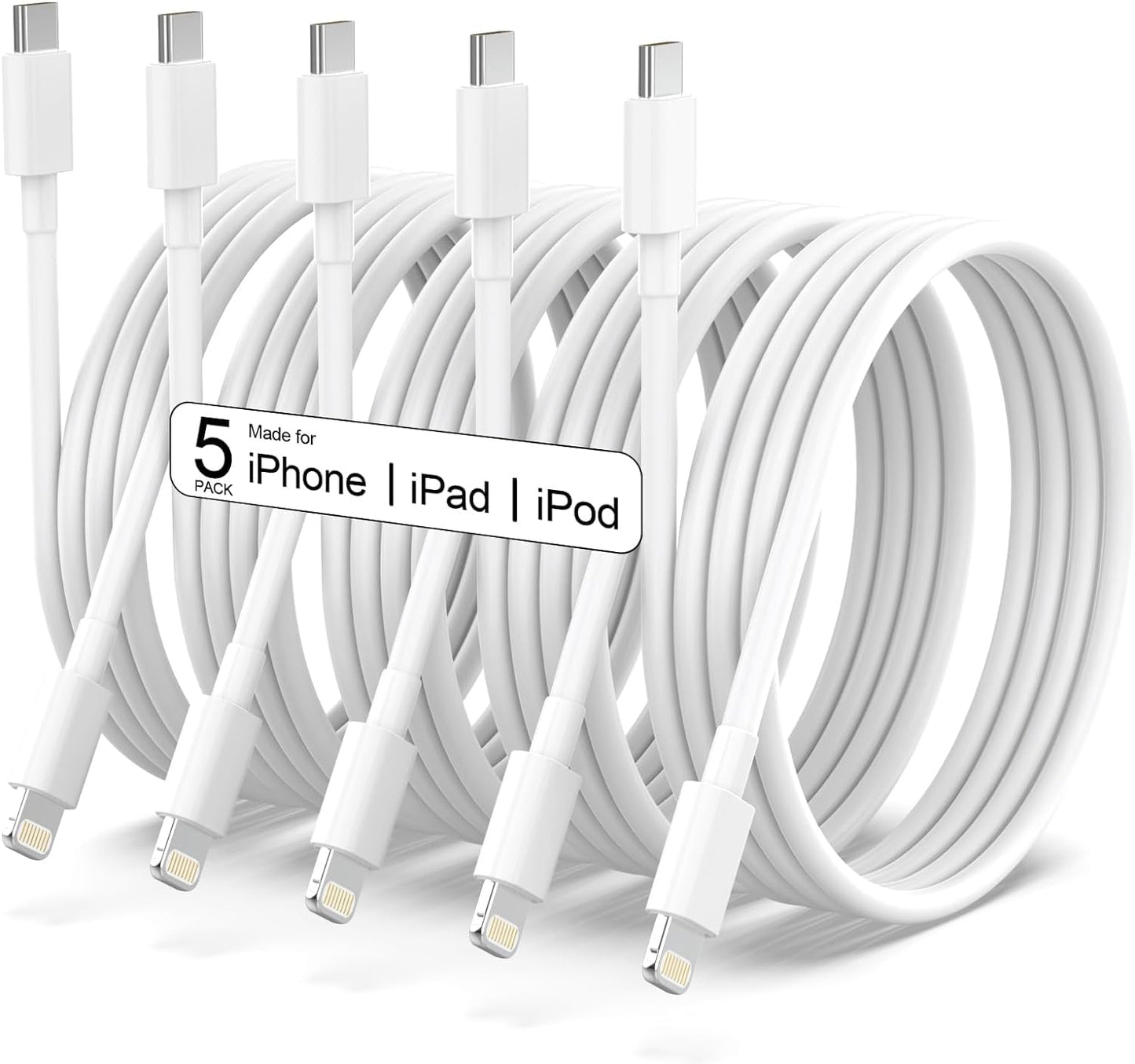 USB C to Lightning Cable [Apple MFi Certified] - 5 Pack 6FT Type C to Lightning Cable Power Delivery Fast Charging iPhone Charger for iPhone 14 13 12 11 Pro Max XR XS X 8 SE - Royalty’s Flame