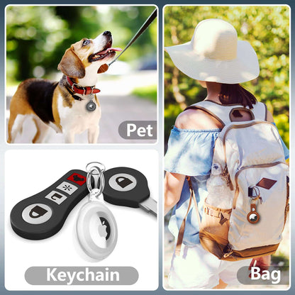 4 Pack Airtag Keychain for Apple Air Tag Holder IPX8 Waterproof Military-Grade Drop Shockproof Protective Cover Case Scratch Resistant for Pets, Dog, Keys, Cat, Luggage - Royalty’s Flame