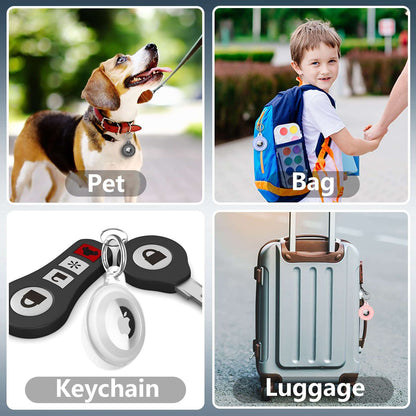 4 Pack Airtag Keychain for Apple Air Tag Holder IPX8 Waterproof Military-Grade Drop Shockproof Protective Cover Case Scratch Resistant for Pets, Dog, Keys, Cat, Luggage - Royalty’s Flame