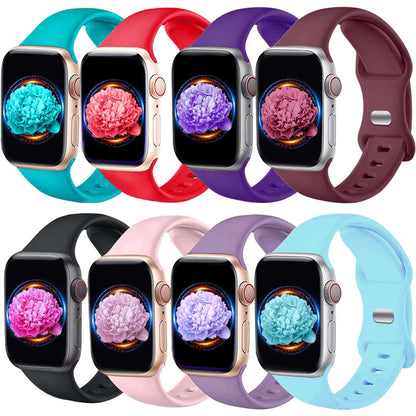 Brigtlaiff 8 Pack Bands Compatible with Apple Watch Band 38mm 40mm 41mm 42mm 44mm 45mm 49mm for Women Men, Breathable Soft Silicone Sport Strap for iWatch Series Ultra 9 8 7 6 5 4 3 2 1 SE - Royalty’s Flame