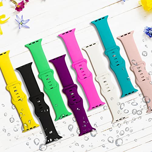 8 Pack Bands Compatible with Apple Watch Band 38mm 40mm 41mm 42mm 44mm 45mm 49mm for Women Men, Breathable Soft Silicone Sport Strap for iWatch Series Ultra 9 8 7 6 5 4 3 2 1 SE Royalty’s Flame