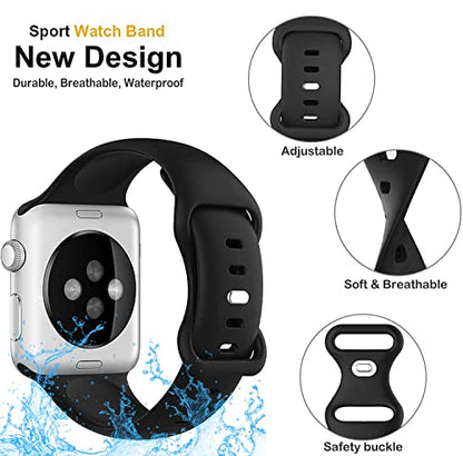 8 Pack Bands Compatible with Apple Watch Band 38mm 40mm 41mm 42mm 44mm 45mm 49mm for Women Men, Breathable Soft Silicone Sport Strap for iWatch Series Ultra 9 8 7 6 5 4 3 2 1 SE Royalty’s Flame