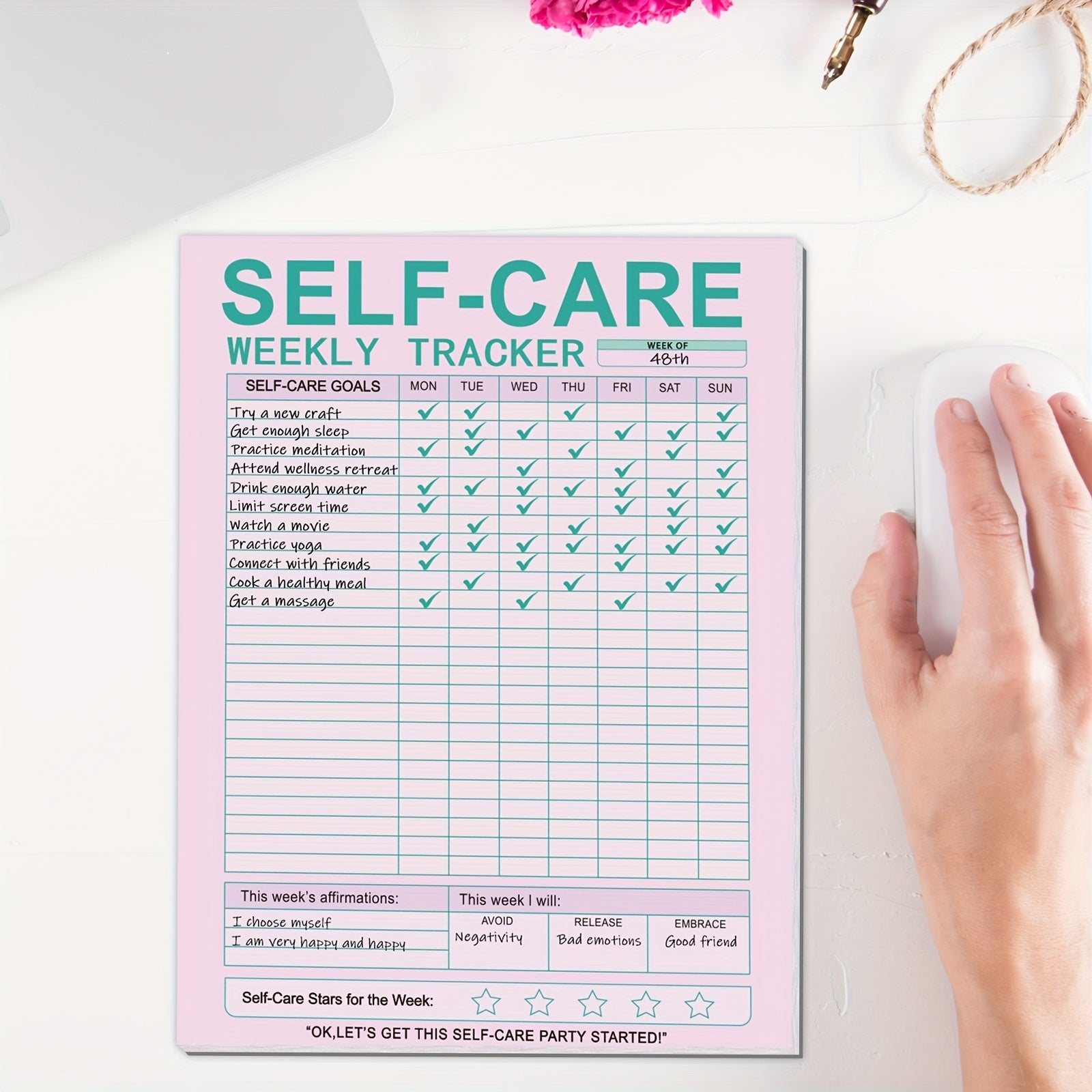 SelfCare Priority Planner  Weekly Tracker with Goal System Nurture Happiness  Balance 52Week Mindful Journey to WellBeing Notepad