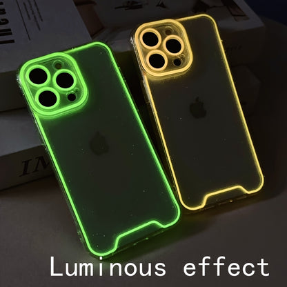 Simple Transparent Glitter Luminous Antifall Mobile Phone Case for iPhone 11Pro 12 13 14Plus 15ProMax Fluorescent Soft Silicone Protective Cover