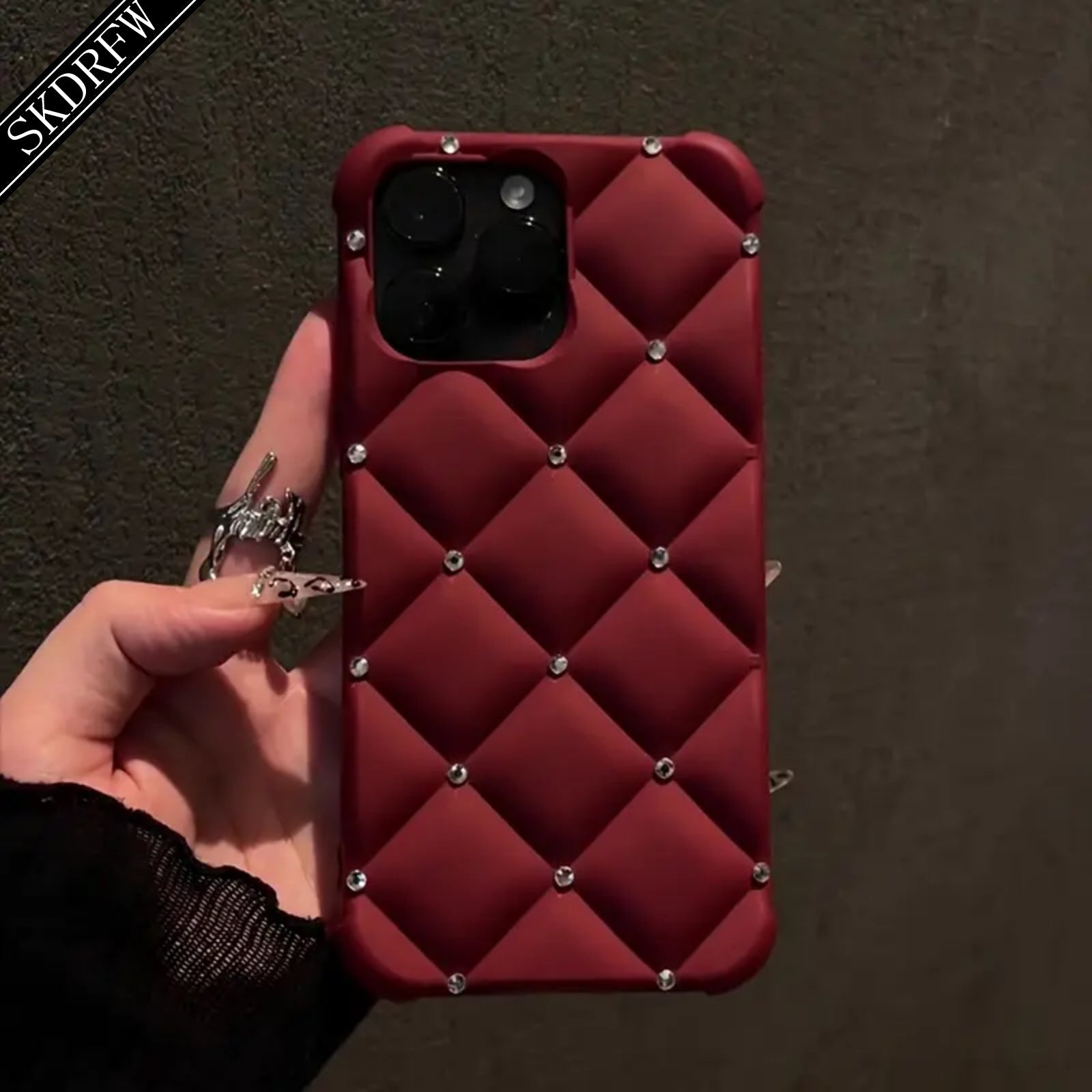 New Textured DiamondPatterned Case with Bling Rhinestones And Corner Drop Protection Suitable for Iphone Models Including 16 15 14 13 12 And 11 Designed for Women And Trendy Styles