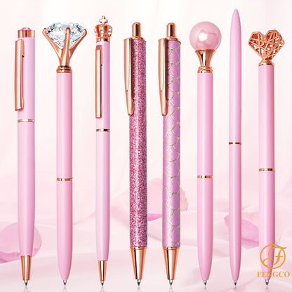 Dazzling Pink Diamond Ballpoint Pen Set  Premium Metal Smooth Writing Retractable  Perfect for Womens Journaling Weddings Office  Home  358 Piece Gifts