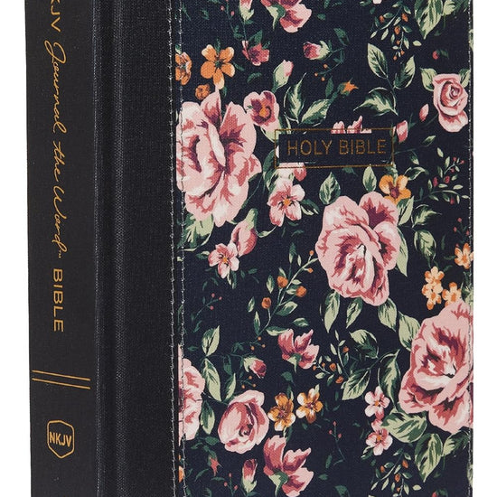 NKJV Journal the Word Bible Cloth over Board Gray Floral Red Letter Comfort Print Reflect Journal or Create Art Next to Your Favorite Verses