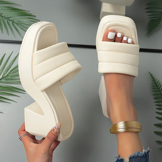 High Heel Chunky Block Heel Sandals  Fashionable SlipOn Open Toe Shoes with Faux Leather Upper TPU Sole and Comfortable Insole  Perfect for Summer and AllSeason Wear