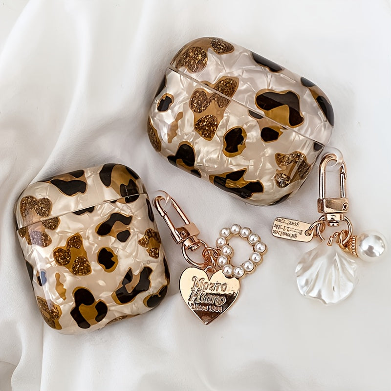 Chic Leopard Print AirPods Case with Chain  Durable TPU ScratchResistant Sleek Protection  Convenient Portability for AirPods 12